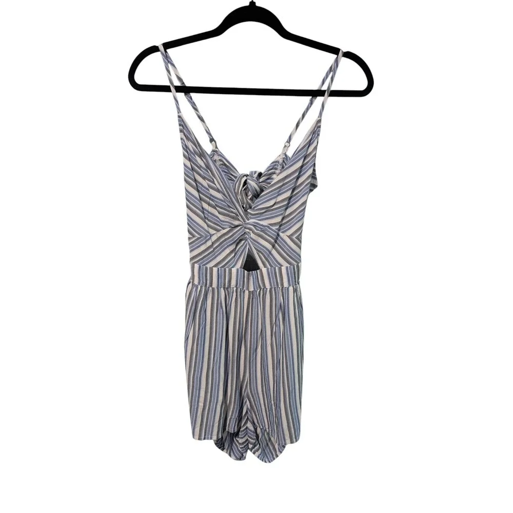 Aeropostale Striped Romper Cutout Tie Front Casual Summer Blue‎ Size S